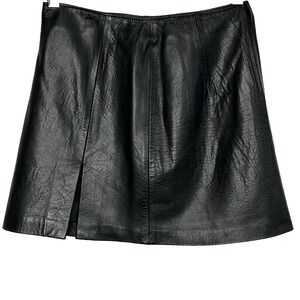 Vintage Y2k Bebe Black Leather Mini Skirt 2 Moto Rock Clubwear Slit 90s Punk